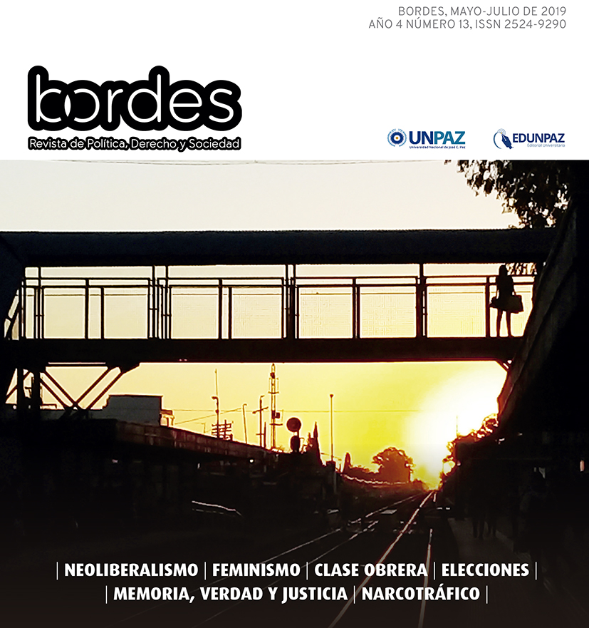 UNPAZ. Tapa revista BORDES Año 4 Número 13. Mayo-julio de 2019