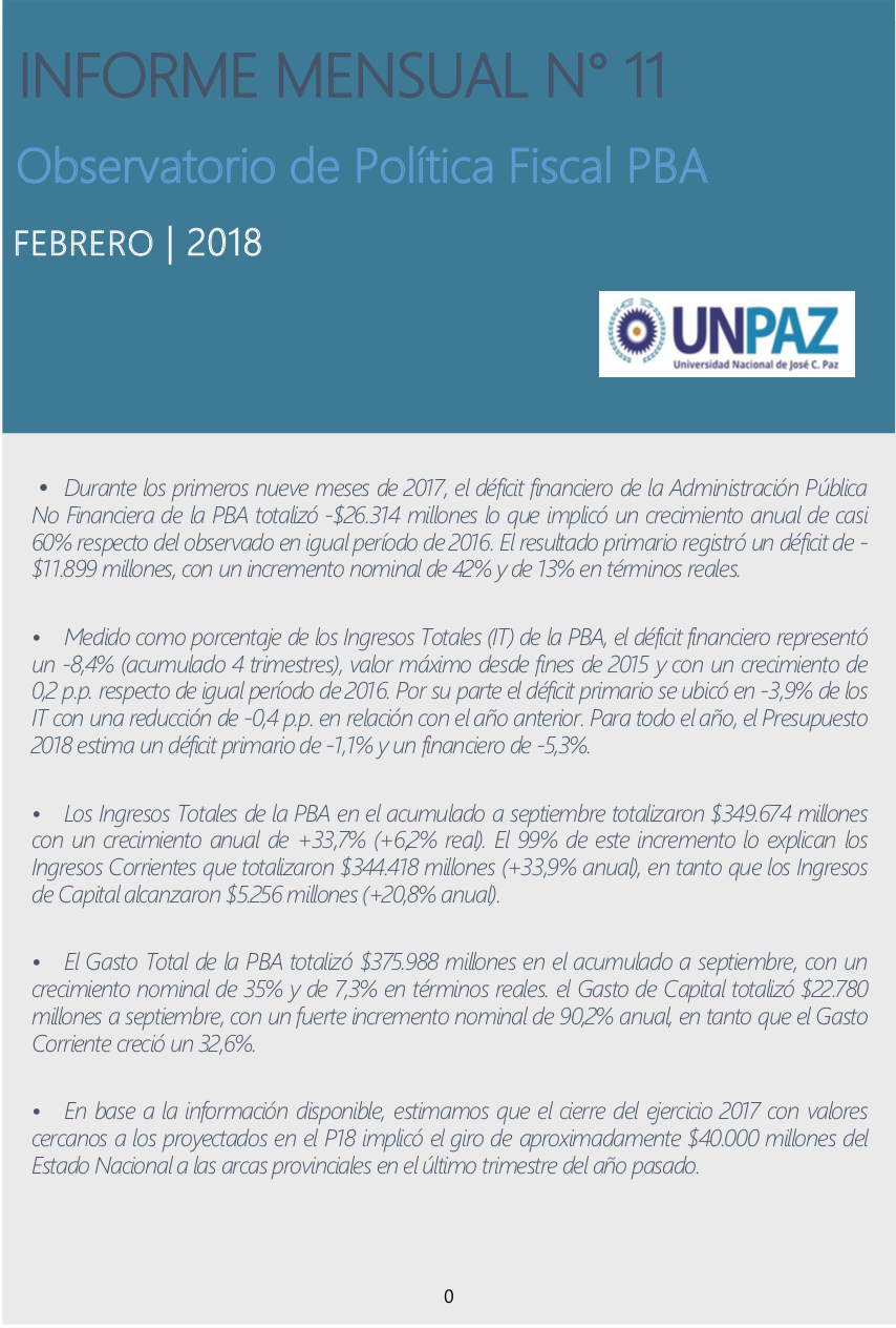 Informe Mensual Nº 11