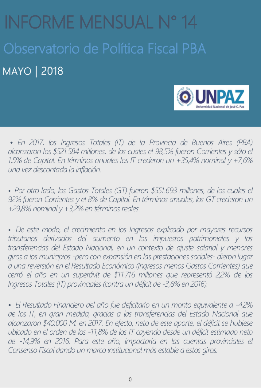 Informe Mensual Nº 14