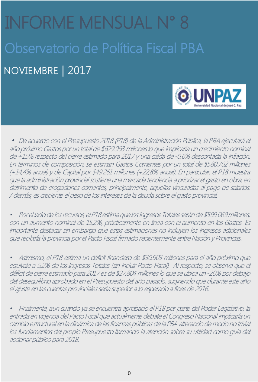 Informe Mensual Nº 8